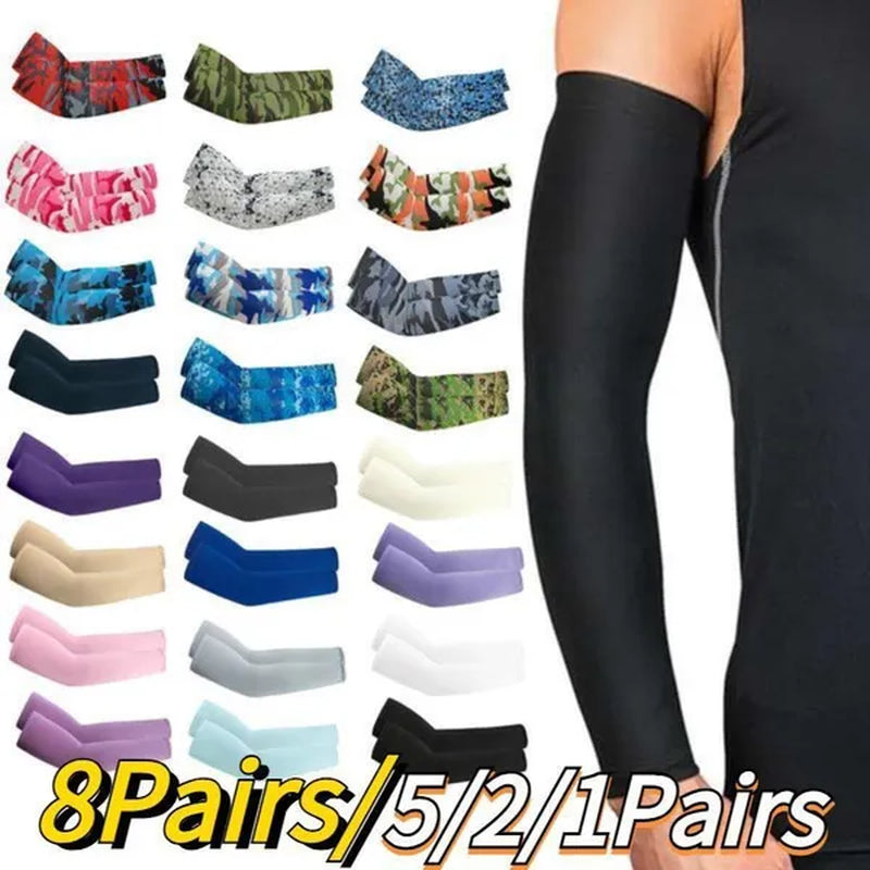 8/5/2/1Pairs New Summer Cooling Sportswear Running Arm Cover Arm Sleeves Outdoor Sport Sun Protection